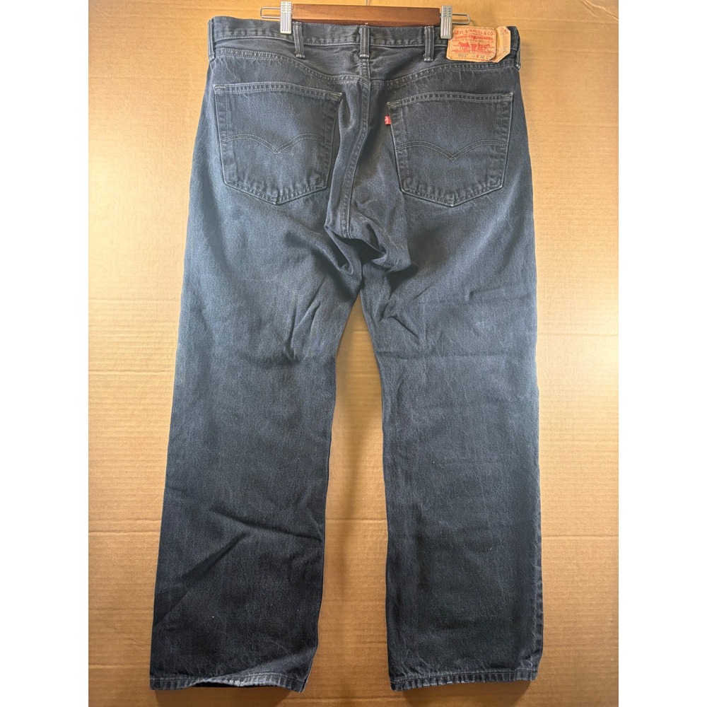 Levis 501 Jeans Mens 38x28 Black Faded Button Fly Straight Leg Made Mexico